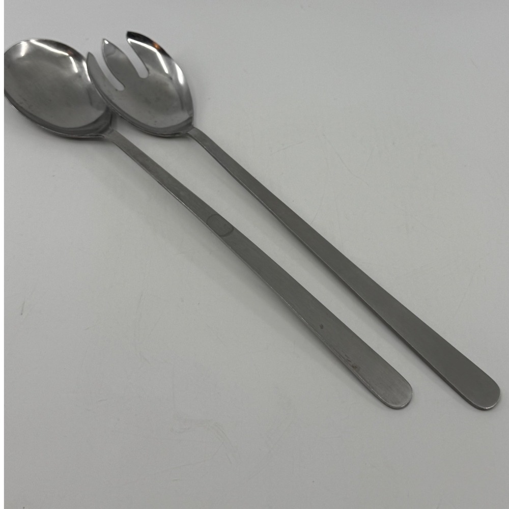 Nevco Vintage Stainless Steel Salad Server Set Japan MCM Long Handle 10.75"